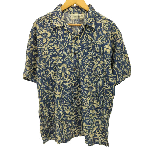 エルエルビーン L.L.Bean レーヨン混 椰子の木ボタン 総柄 開襟 アロハシャツ メンズ import:M
