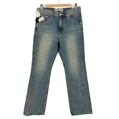 satur Washed Straight Denim Pants Blue レディース