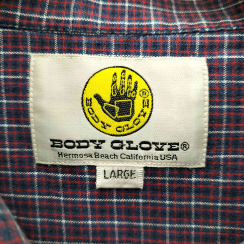 ボディーグローブ BODY GLOVE マルチチェック ロゴ刺繍 フラップポケット S/S ジップアップ シャツ メンズ JPN:L
