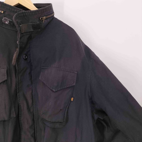 アルファインダストリーズ ALPHA INDUSTRIES 3本線 COLD WEATHER COAT M-65 ブラック フィールド ジャケット メンズ import:XXL