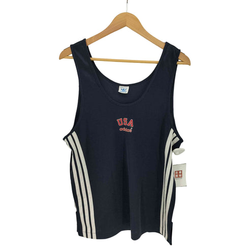 アディダスオリジナルス adidas Originals 80S USA製 センターロゴ サイド 3ライン タンクトップ メンズ