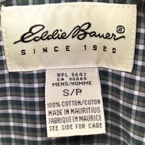 エディーバウアー Eddie Bauer 90S 白タグ チェック柄 ボタンダウン L/S シャツ メンズ import:S