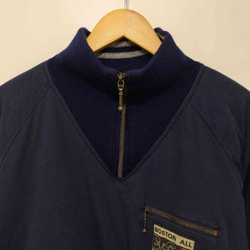 BOSTON 90S ネックニット切替 裏地コットン スウェット メンズ import:L