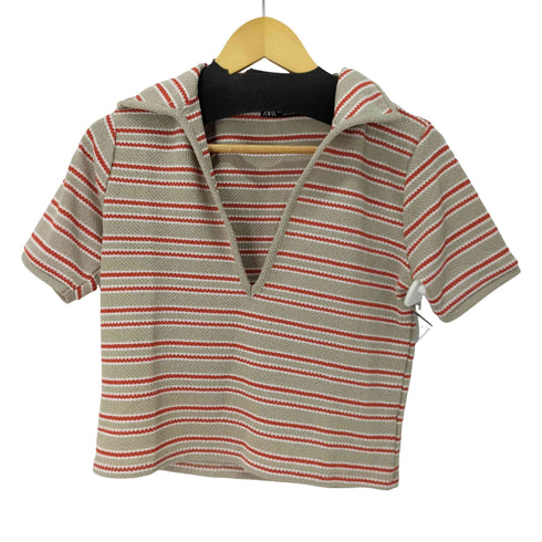 ザラ ZARA S/S ボーダーメッシュニットプルオーバー レディース