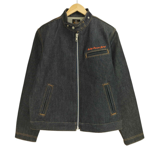 ハーレーダビッドソン HARLEY-DAVIDSON HG HARLEY OWNERS GROUP デニム地 シングルライダースジャケット メンズ M