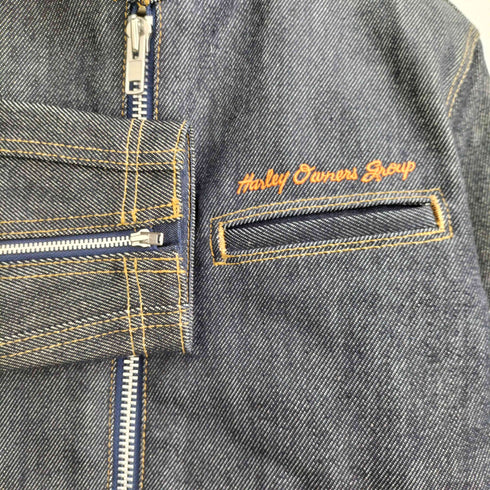ハーレーダビッドソン HARLEY-DAVIDSON HG HARLEY OWNERS GROUP デニム地 シングルライダースジャケット メンズ M