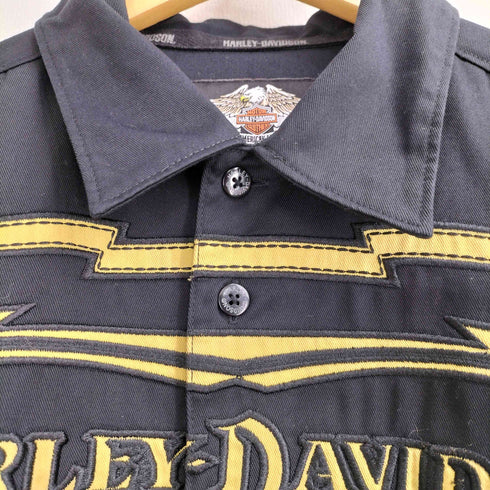 ハーレーダビッドソン HARLEY-DAVIDSON 両面刺繍 ワークシャツ メンズ M