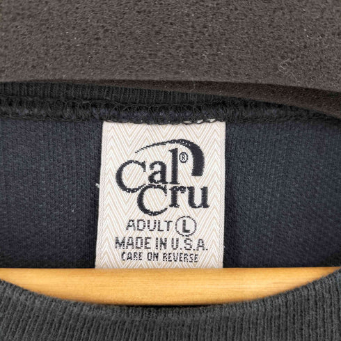 カルクルー Cal Cru USA製 EXONMOBIL ヘリンボーン クルーネックTシャツ メンズ import:L