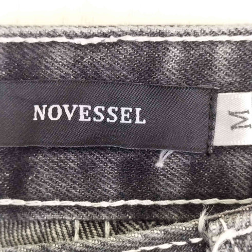 エージェム Agem NOVESSEL ボーダーラインダメージ加工ワイドデニムパンツ メンズ JPN:M