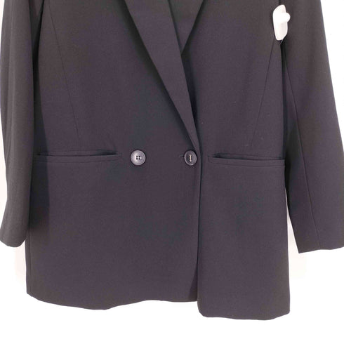 ザラ ZARA ピークドラペル ダブル ブレスト ポリ ロング テーラード ジャケット レディース import:XS