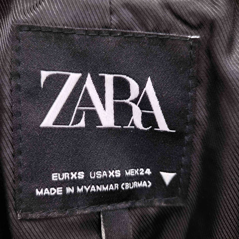 ザラ ZARA ピークドラペル ダブル ブレスト ポリ ロング テーラード ジャケット レディース import:XS