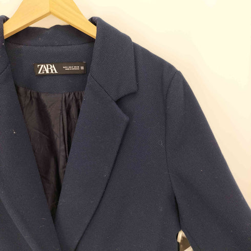ザラ ZARA ダブル ブレスト ポリ ツイード ロング テーラード ジャケット レディース import:S
