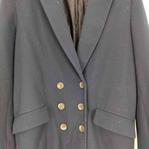 ザラ ZARA ダブル ブレスト ポリ ツイード ロング テーラード ジャケット レディース import:S