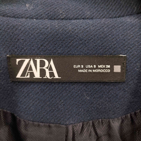 ザラ ZARA ダブル ブレスト ポリ ツイード ロング テーラード ジャケット レディース import:S