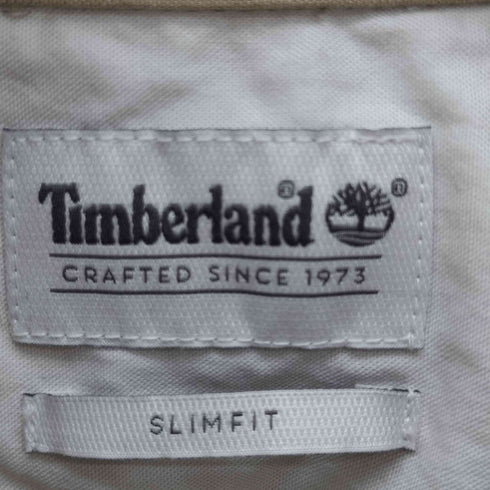ティンバーランド Timberland SLIMFIT 同色 ロゴ 刺繍 マチ付き S/S シャツ メンズ import:S