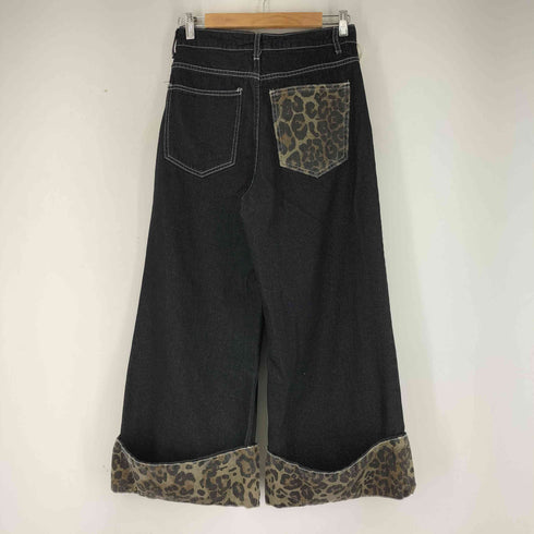 デイジー DAZY レオパード切替 ワイドデニムパンツ レディース JPN:L