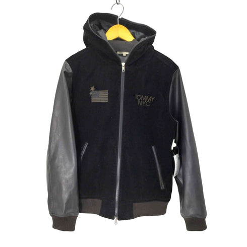 トミー TOMMY フェイクレザー切替スエードフルジップパーカー メンズ import:L