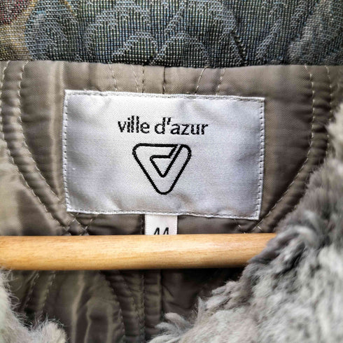 ville dazur 裏地キルティング フェイクファーデザイン ゴブラン織 ジャケット レディース 44