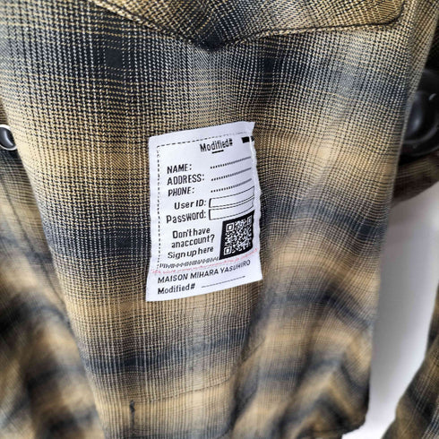 メゾンミハラヤスヒロ Maison MIHARA YASUHIRO Hoodie Combine Checkered Shirt メンズ JPN:46