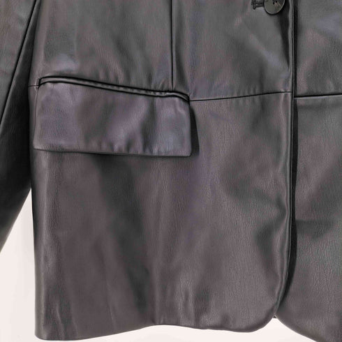 ザラ ZARA フェイクレザー テーラードジャケット レディース import:M