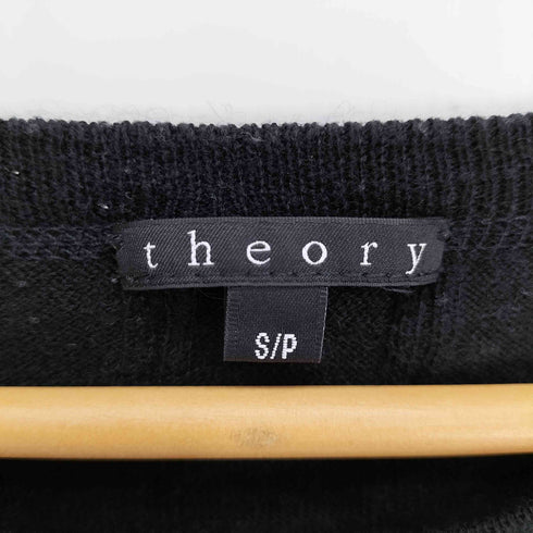 セオリー theory コットン カシミヤ 凹凸 ストライプ クルーネック ニット セーター 袖ボタンカフス レディース import:S