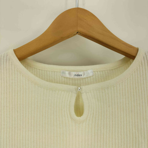 インデックス INDEX 24AW フロント パール袖 フリル リブ ニット レディース JPN:S