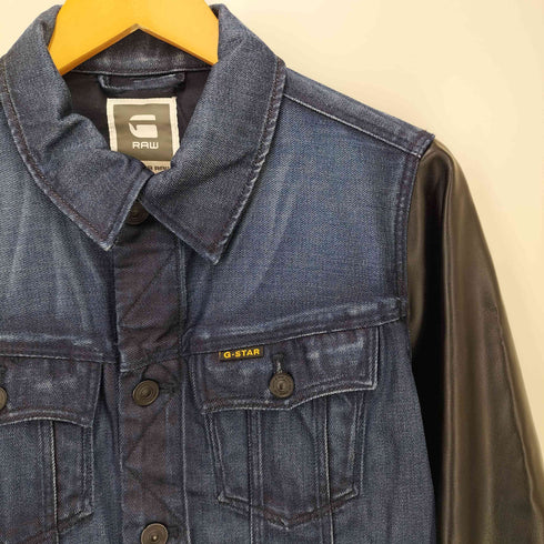 ジースターロー G-STAR RAW Slim Tailor Leather Sleeve Jacket フェイク レザー スリーブ デニム ジャケット メンズ import:M