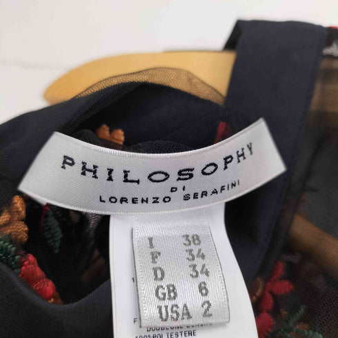 PHILOSOPHY DI LORENZO SERAFINI フラワー刺繍シースルーワンピース レディース 38