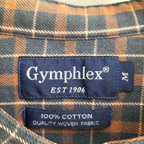 ジムフレックス GYMPHLEX バンドカラーチェックシャツ メンズ M