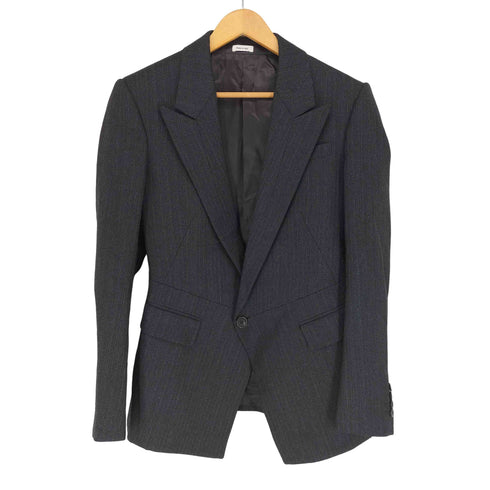 アレキサンダーマックイーン Alexander McQueen 23AW MADE IN ITALY パワーショルダー ストライプテーラードジャケット メンズ JPN:44