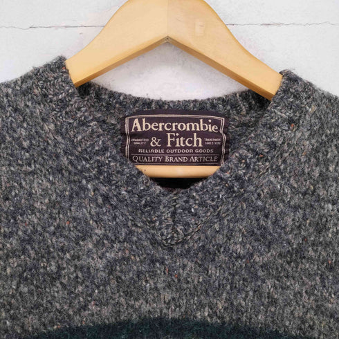 アバクロンビーアンドフィッチ Abercrombie & Fitch 80~90S ラインデザインウールVネックニット メンズ M