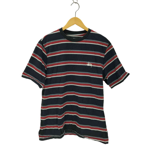 ステューシー Stussy ストックロゴ刺しゅう ボーダー柄クルーネックTシャツ メンズ JPN:M