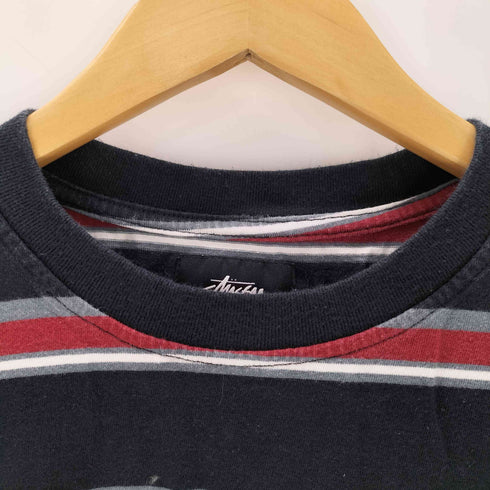ステューシー Stussy ストックロゴ刺しゅう ボーダー柄クルーネックTシャツ メンズ JPN:M