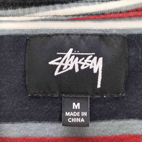 ステューシー Stussy ストックロゴ刺しゅう ボーダー柄クルーネックTシャツ メンズ JPN:M