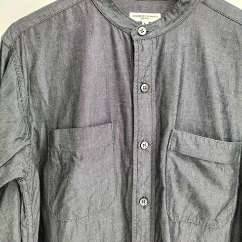 エンジニアードガーメンツ Engineered Garments USA製 ダブルポケット バンドカラーシャツ メンズ S