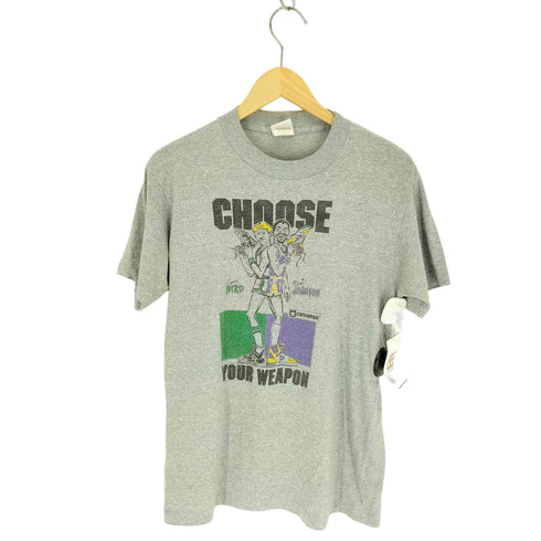 コンバース CONVERSE 80-90S USA製 CHOOSE YOUR WEAPON 1986 バスケットボール プレイヤー プリント Tシャツ 袖シングルステッチ メンズ import:M