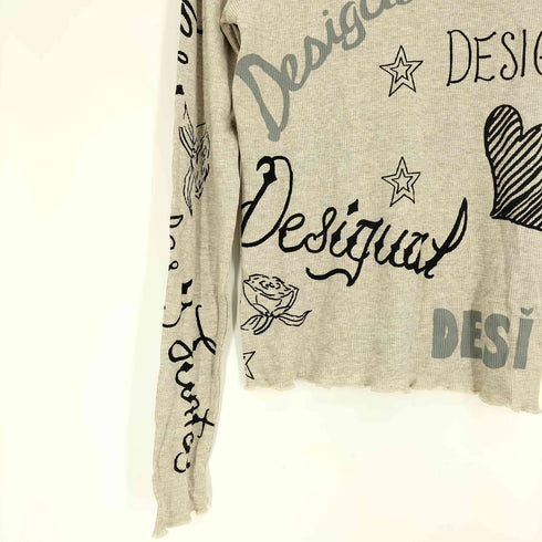 デシグアル Desigual 21AW LETTERING レタリング 総柄 落書き イラスト プリント L/S Tシャツ セカンドスキン レディース JPN:M