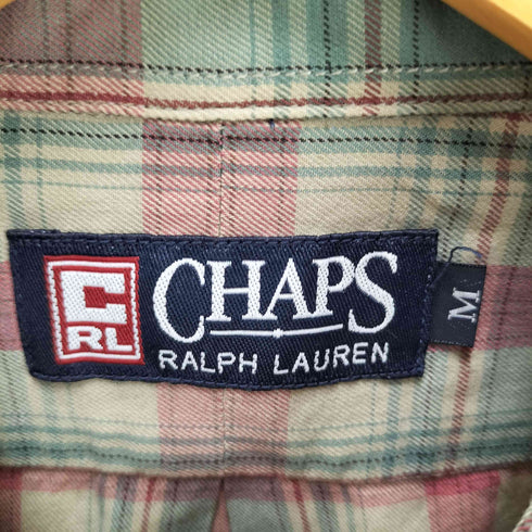 チャップスラルフローレン CHAPS RALPH LAUREN ロゴ刺繍 チェック柄 ボタンダウン L/Sシャツ メンズ import:M