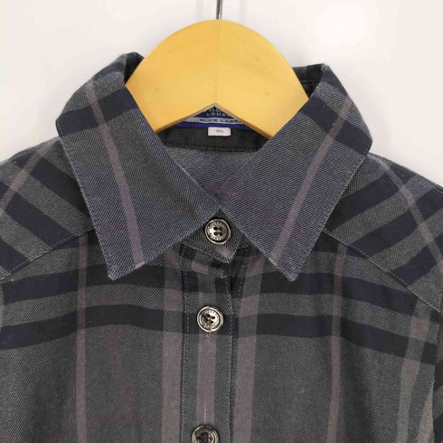 バーバリーブルーレーベル BURBERRY BLUE LABEL ロゴ刺繍 ノバチェック フレンチスリーブ シャツ レディース 36