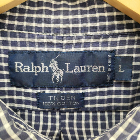 ラルフローレン RALPH LAUREN 90S TILDEN チルデン ポニー 刺繍 B.D チェック L/S シャツ メンズ import:L