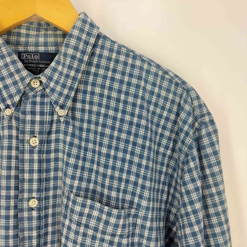 ポロバイラルフローレン Polo by RALPH LAUREN ポニー刺繍 チェック コットン ボタンダウンシャツ メンズ import:XL
