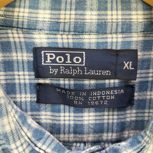 ポロバイラルフローレン Polo by RALPH LAUREN ポニー刺繍 チェック コットン ボタンダウンシャツ メンズ import:XL