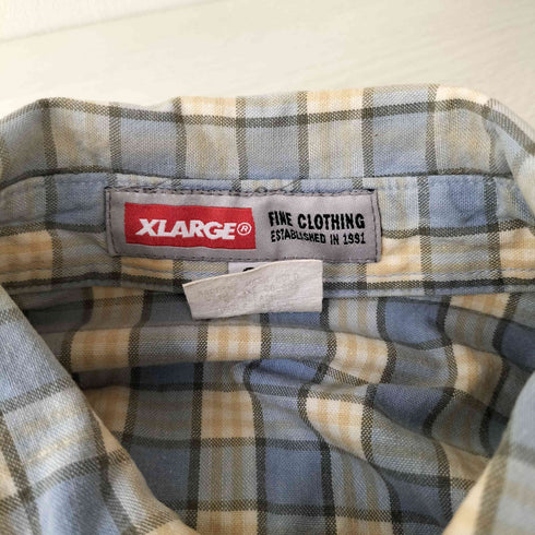 エクストララージ XLARGE ロゴ刺繍 チェック ボタンダウンシャツ メンズ import:S