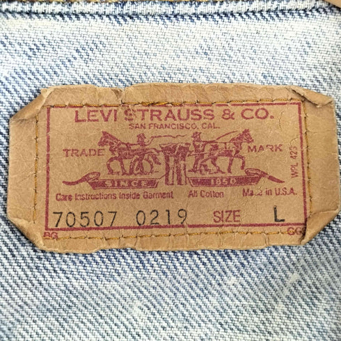 リーバイス Levis 88年 USA製 70507-0219 ケミカルウォッシュ デニムトラッカージャケット メンズ import:L