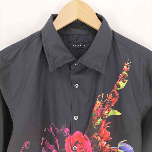 シヴァーライズ CIVARIZE 襟 ワイヤー 花柄 転写 プリント L/S シャツ メンズ JPN:46