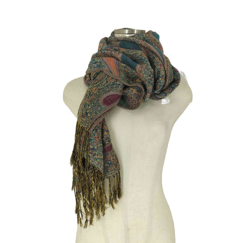パシュミナ PASHMINA カシミヤ100% ペイズリー総柄 ストール マフラー レディース