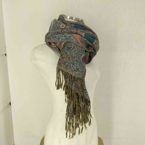 パシュミナ PASHMINA カシミヤ100% ペイズリー総柄 ストール マフラー レディース