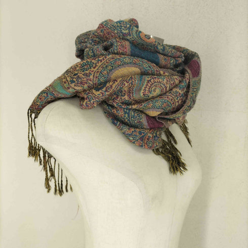 パシュミナ PASHMINA カシミヤ100% ペイズリー総柄 ストール マフラー レディース