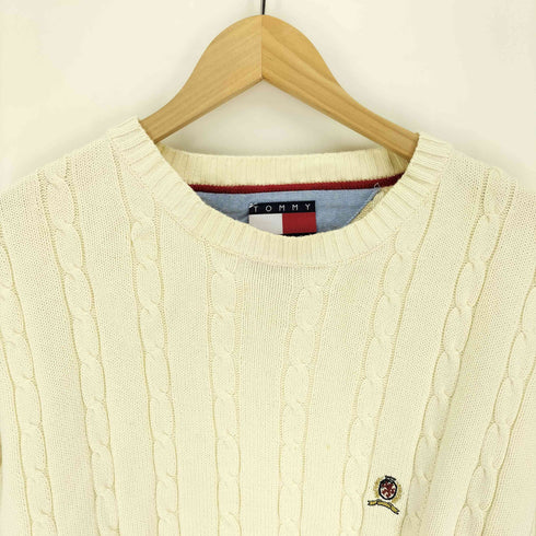 トミーヒルフィガー TOMMY HILFIGER 刺繍 ロゴ ケーブル コットン ニット セーター メンズ import:M