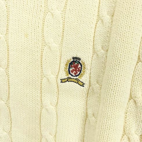 トミーヒルフィガー TOMMY HILFIGER 刺繍 ロゴ ケーブル コットン ニット セーター メンズ import:M